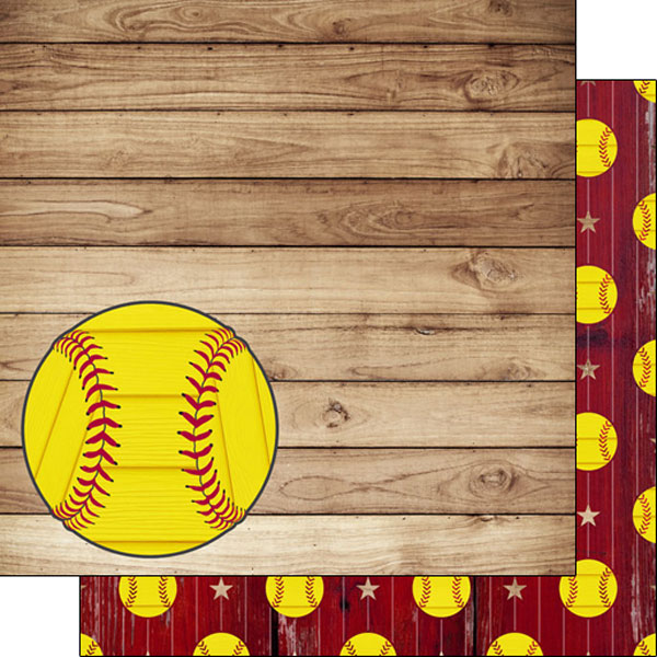 SCRAPBOOK CUSTOMN 12X12 WOOD BACK SOFTBALL