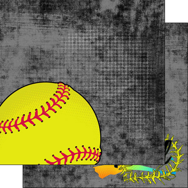 SCRAPBOOK CUSTOMS 12X12 SOFTBALL NEON 2