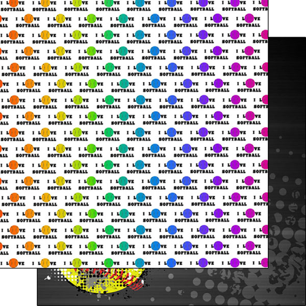 SCRAPBOOK CUST 12X12 SOFTBALL NEON 4