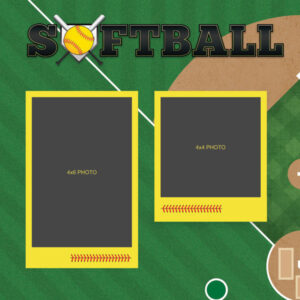 SCRAPBOOK CUSTOMS 12X12 SOFTBALL QUICK PAGES LEFT