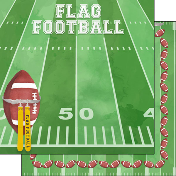 SCRAPBOOK CUSTOMS 12X12 FLAG FOOTBALL WATERCOLOR