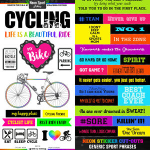 SCRAPBOOK CUSTOMS STICKER CYCLING NEON