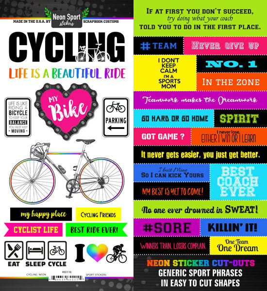 SCRAPBOOK CUSTOMS STICKER CYCLING NEON