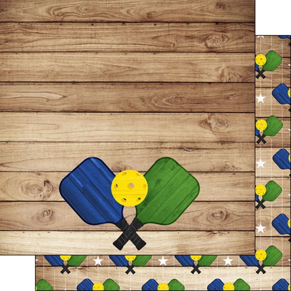 SCRAPBOOK CUSTOMS 12X12 PICKLEBALL ON WOOD