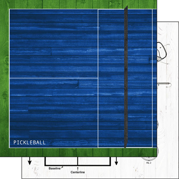 SCRAPBOOK CUSTOMS 12X12 PICKLEBALL WHITE ON WOOD