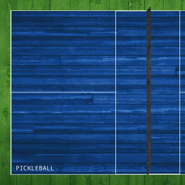 SCRAPBOOK CUSTOMS 12X12 PICKLEBALL WHITE ON WOOD