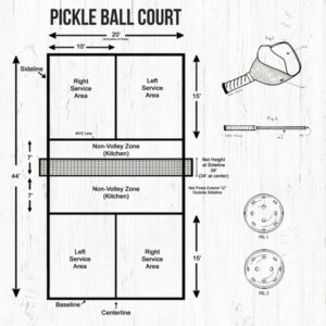 SCRAPBOOK CUSTOMS 12X12 PICKLEBALL WHITE ON WOOD