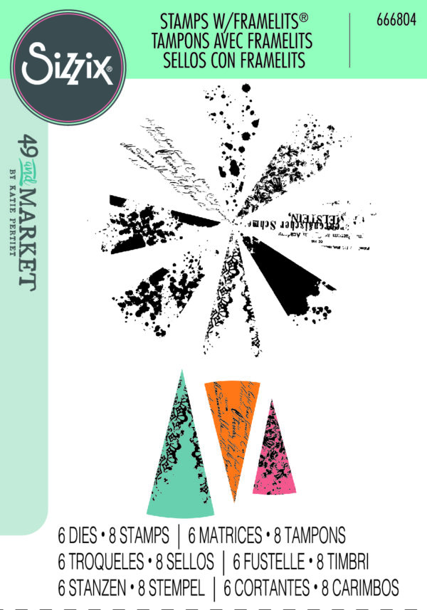 Sizzix A5 Clear Stamps 8PK w/6PK Framelits Build-a-burst Artsy Lace Mix By 49 and Market Sizzix A5 Clear Stamps 8PK w/6PK Framelits Build-a-burst Artsy Lace Mix By 49 and Market