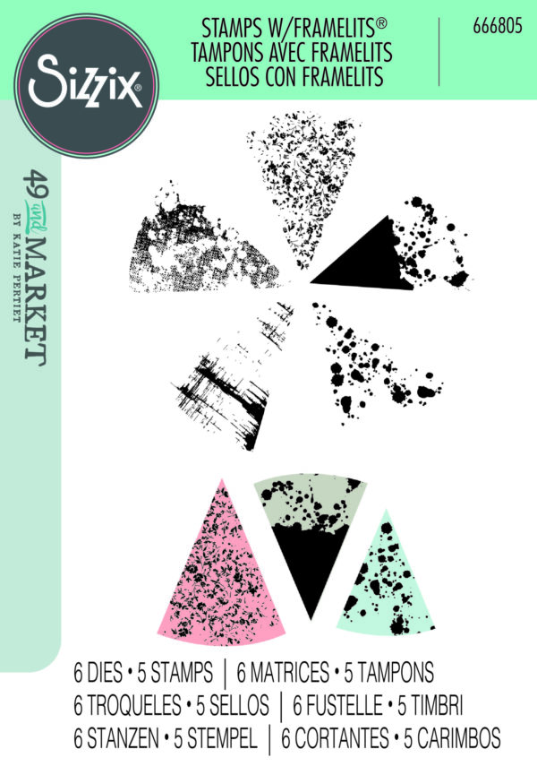Sizzix A5 Clear Stamps 5PK w/6PK Framelits Build-a-burst | Painterly By 49 and Market