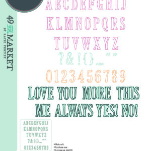 Sizzix A5 Clear Stamps 52PK w/8PK Framelits Fine Line Alpha 01 By 49 and Market