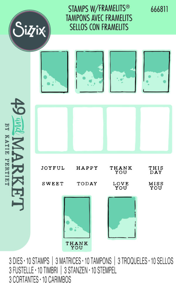 Sizzix Clear Stamps Set 10PK w/3PK Framelits Painted Palettes By 49 and Market