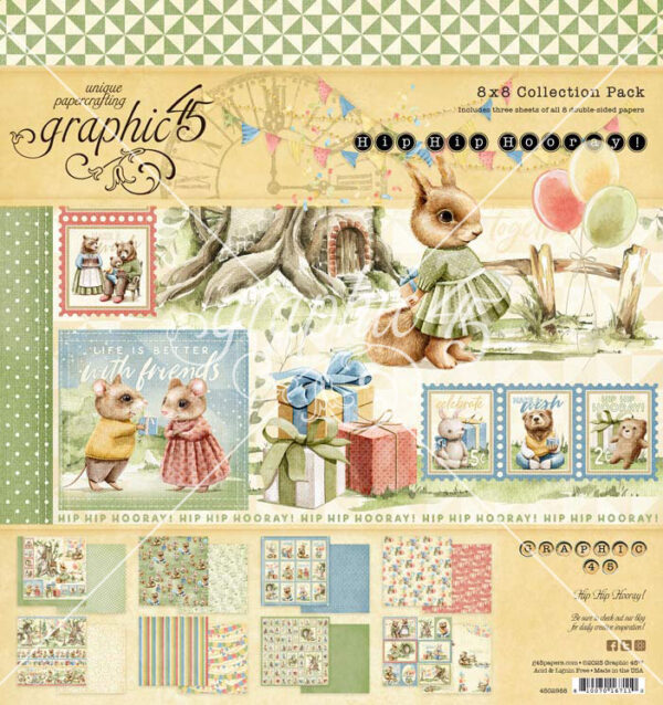 Graphic 45 Hip Hip Hooray 8X8 Collection Pack