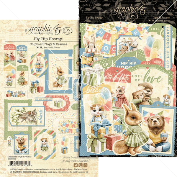 Graphic 45 Hip Hip Hooray Chipboard Pieces, Tags & Frames Graphic 45 Hip Hip Hooray Chipboard Pieces, Tags & Frames