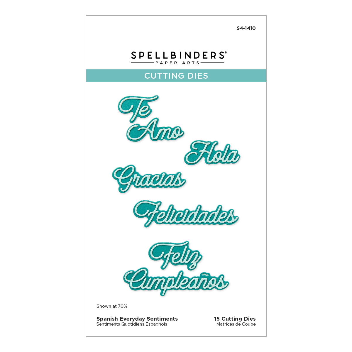 Spellbinders Spanish Everyday Sentiments Etched Dies From the International Sentiments Collection