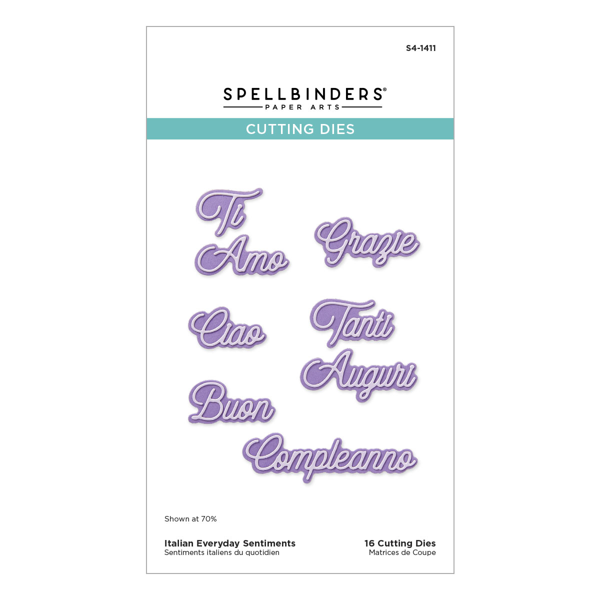 Spellbinders Italian Everyday Sentiments Etched Dies From the International Sentiments Collection