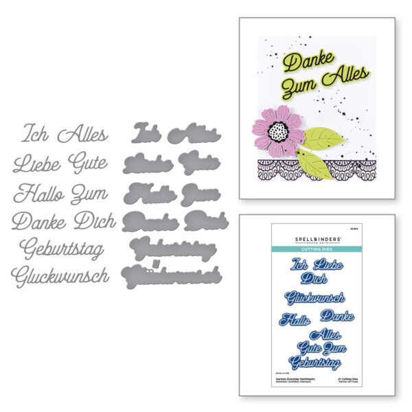 Spellbinders German Everyday Sentiments Etched Dies From the International Sentiments Collection