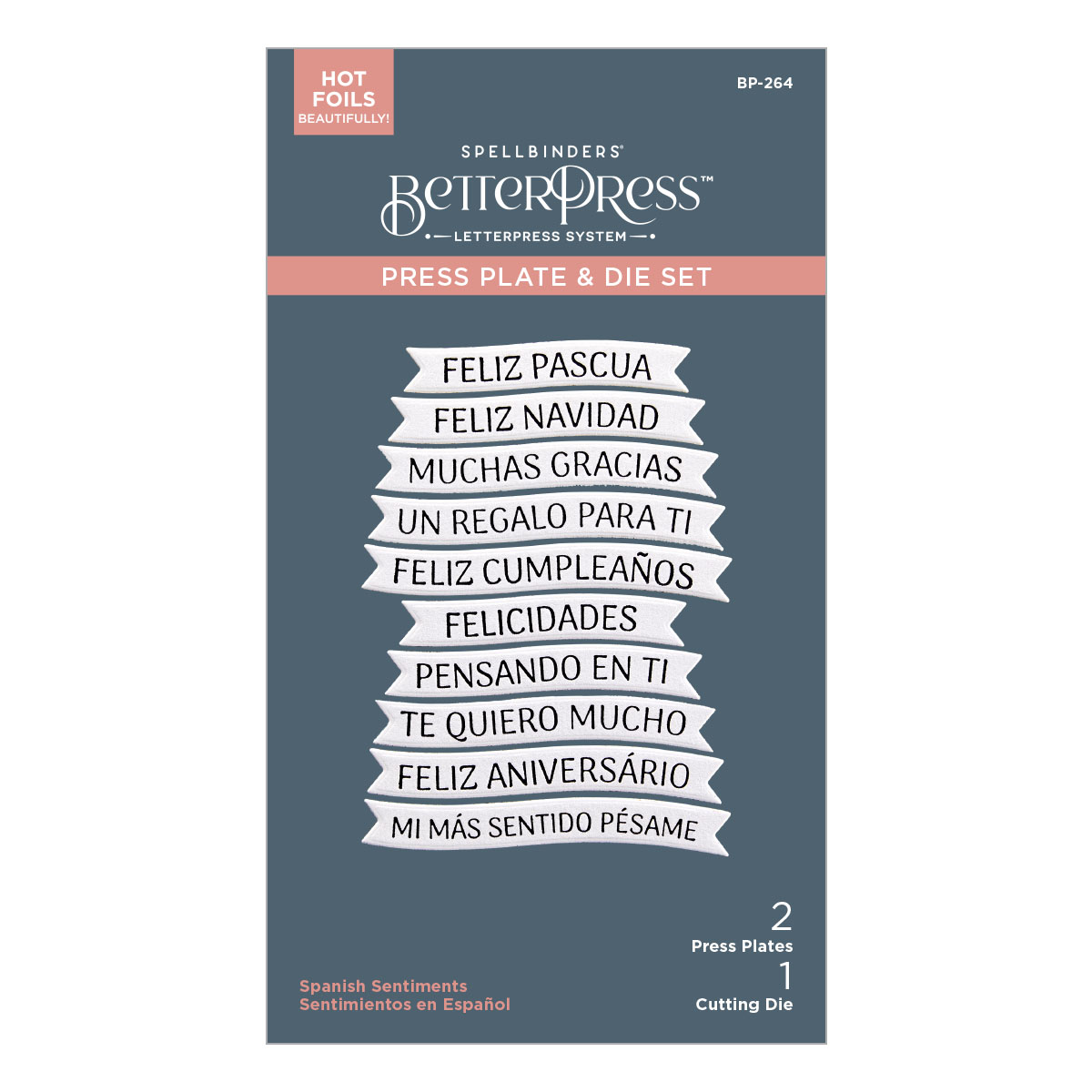 Spellbinders Spanish Sentiments Betterpress Plate & Die Set From the International Sentiments Collection