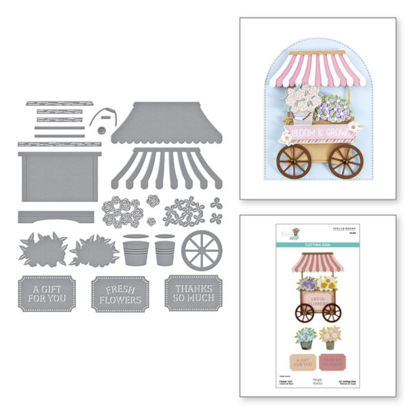 Spellbinders Flower Cart Etched Dies From the Simple Vintage Flower Shoppe Collection With Simple Stories