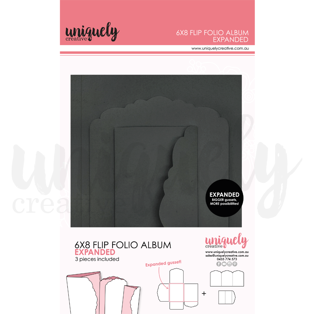 Uniquley Creative 6X8 Expanded Flip Folio Album Black