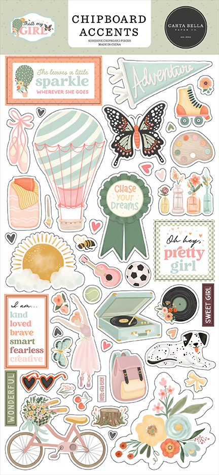 Carta Bella That's My Girl 6X13 Chipboard Accents