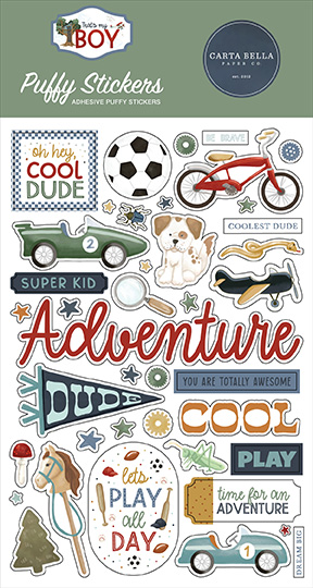 Carta Bella That's My Boy Puffy Stickers