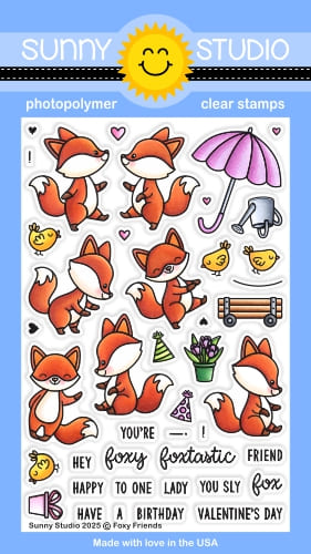 Sunny Studios Stamp Foxy Friends 4X6 Clear Stamps