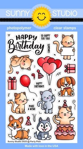 Sunny Studios Stamp Party Pets 4X6 Clear Stamps