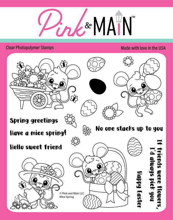 Pink & Main Stamp Mice Spring