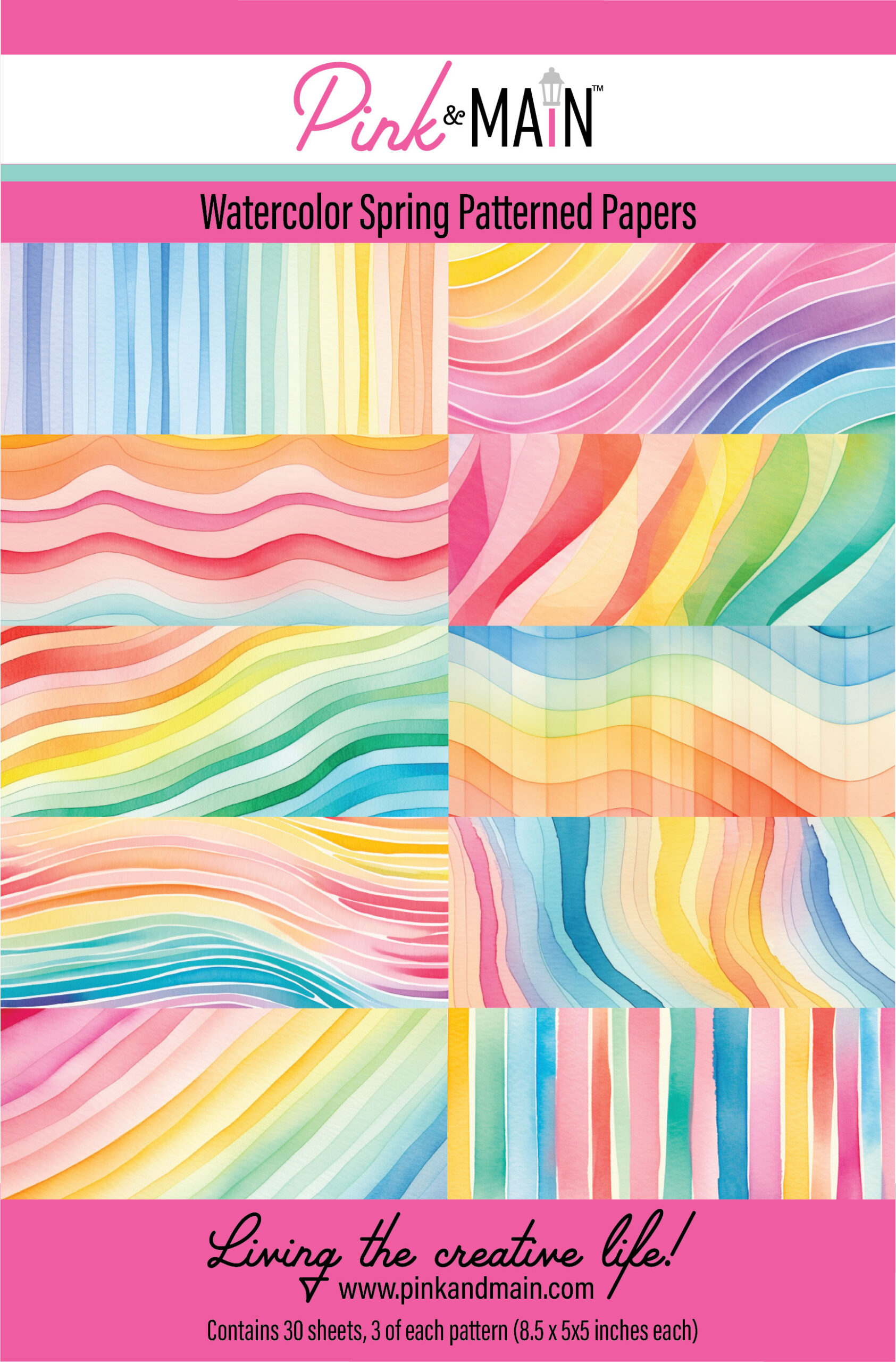 Pink & Main Watercolor Spring Paper Pack 8.5 X 5.5
