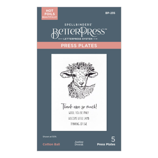 Spellbinders Cotton Ball Betterpress Plate & Die Set From the Justine's Farm Collection By Justine Dvorak