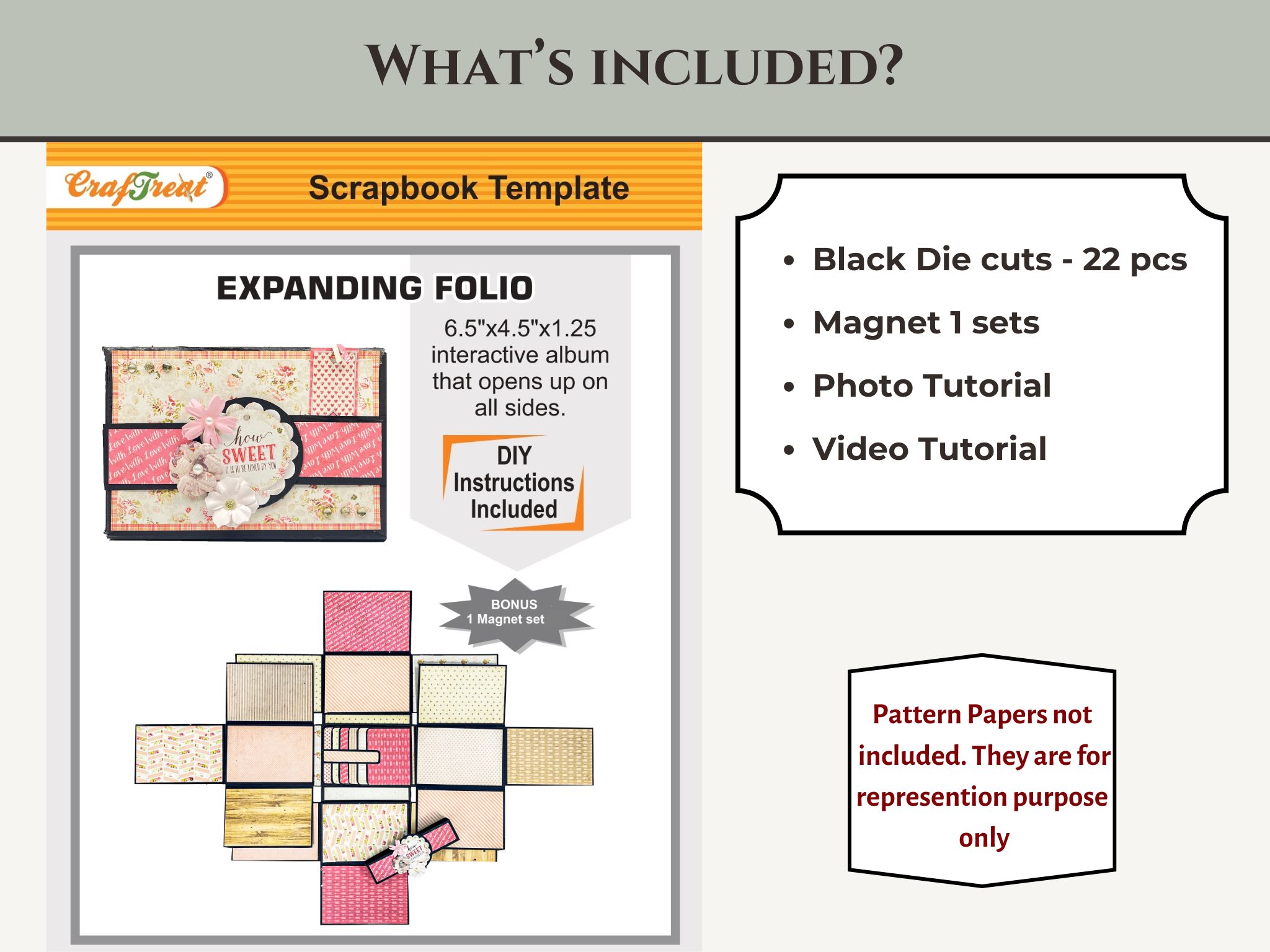 Craftreat Expanding Folio Diy Scrapbook Blank Precut Album Base - Kraft