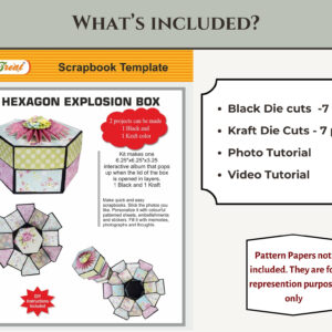 Craftreat Hexagon Explosion Box Diy Scrapbook Blanks - 2 Sets - 1 Black & 1 Kraft