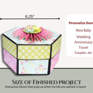 Craftreat Hexagon Explosion Box Diy Scrapbook Blanks - 2 Sets - 1 Black & 1 Kraft