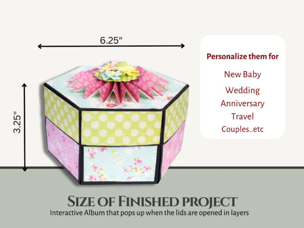 Craftreat Hexagon Explosion Box Diy Scrapbook Blanks - 2 Sets - 1 Black & 1 Kraft