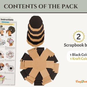 Craftreat Hexagon Explosion Box Diy Scrapbook Blanks - 2 Sets - 1 Black & 1 Kraft