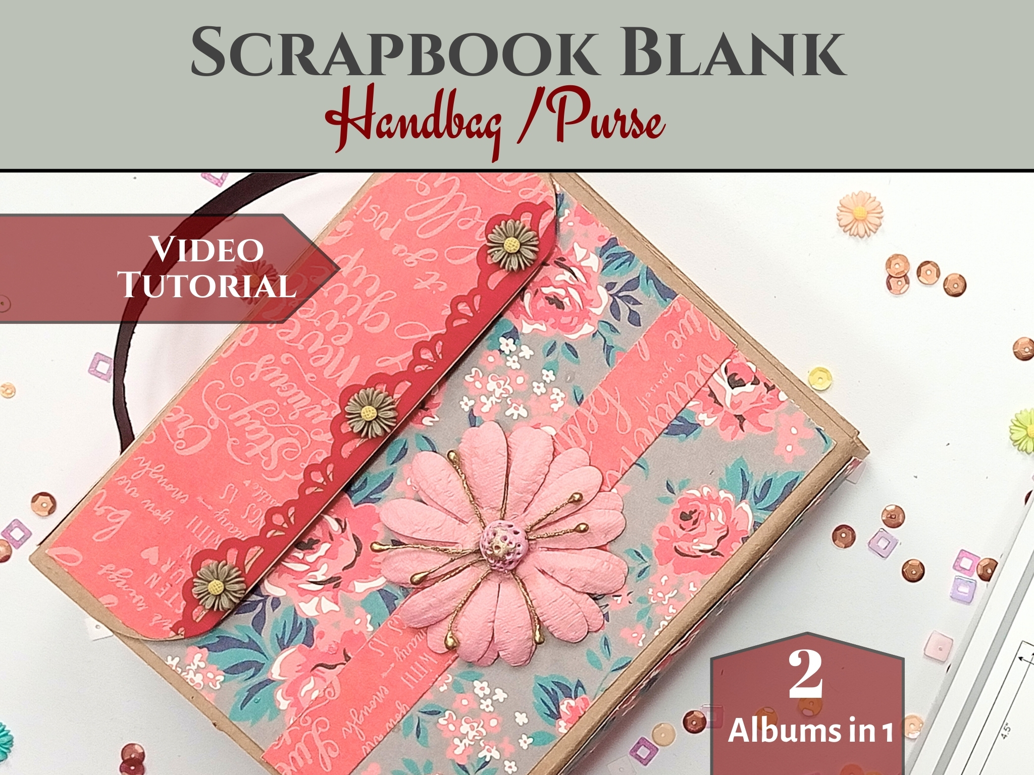 Craftreat Handbag Giftbag Diy Scrapbook Blanks - 2 Sets - 1 Black & 1 Kraft