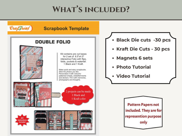 Craftreat Double Folio Diy Scrapbook Blanks - 2 Sets - 1 Black & 1 Kraft