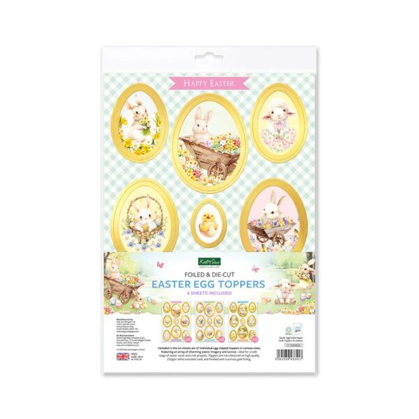 Katy Sue Easter Egg Foiled Paper Craft Toppers, 6 Sheets Katy Sue Easter Egg Foiled Paper Craft Toppers, 6 Sheets
