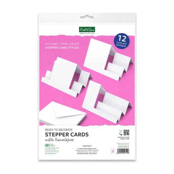 Katy Sue Stepper Cards & Envelopes – Mixed Styles – Pack of 12 Katy Sue Stepper Cards & Envelopes - Mixed Styles - Pack of 12