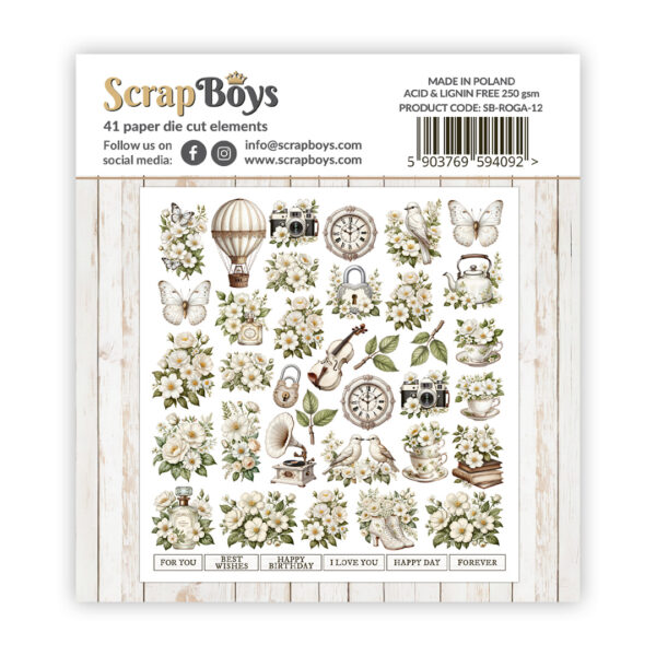 Scrap Boys Romantic Garden Die Cut Elements