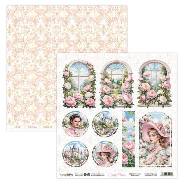 Scrap Boys Sweet Peonies 12X12 03