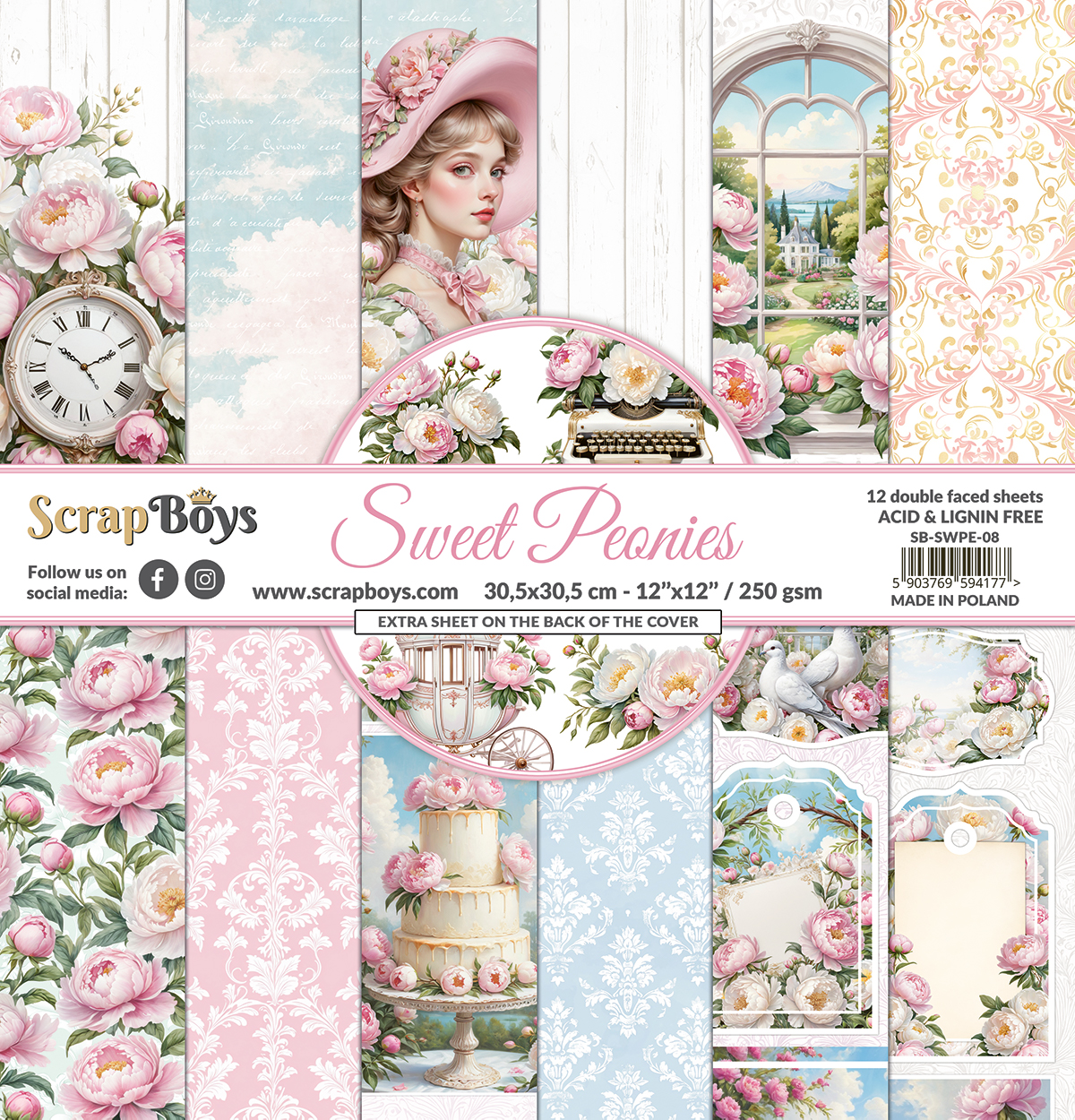 Scrap Boys Sweet Peonies 12X12 Collection Kit