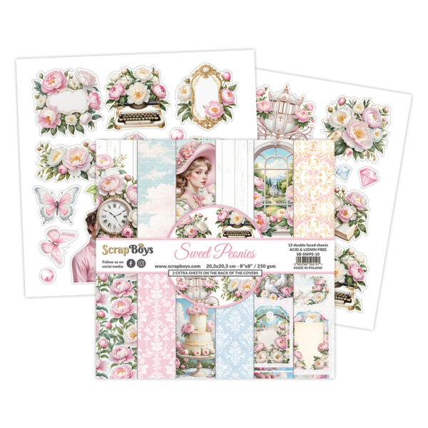 Scrap Boys Sweet Peonies 8X8 Collection Kit