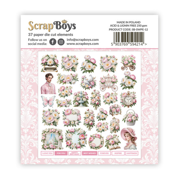 Scrap Boys Sweet Peonies Die Cut Elements