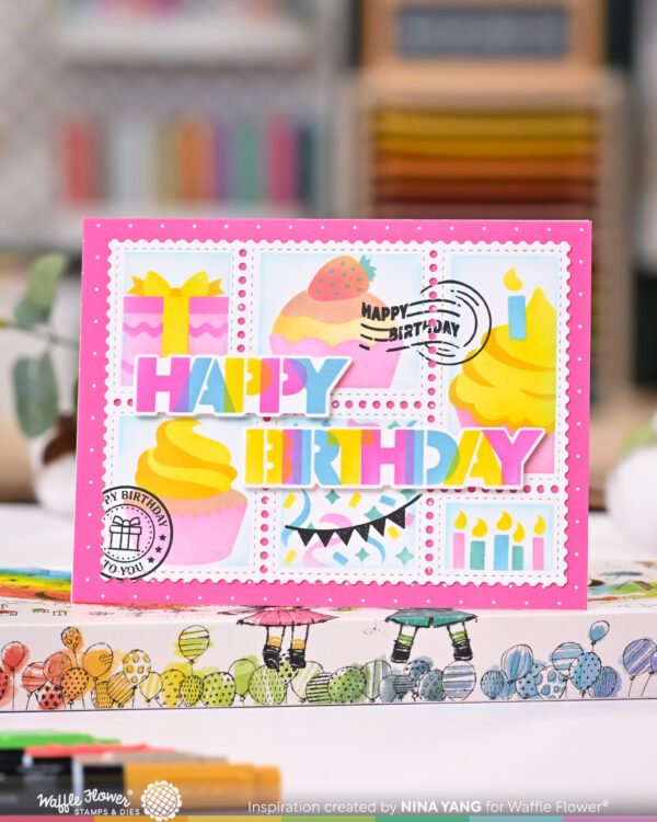 Waffle Flower Stamp Postage Collage Birthday