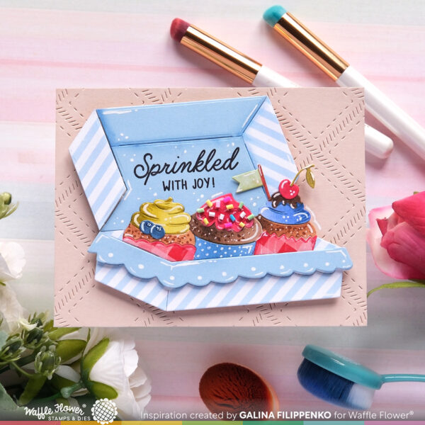 Waffle Flower Stencil Boxed Cupcakes