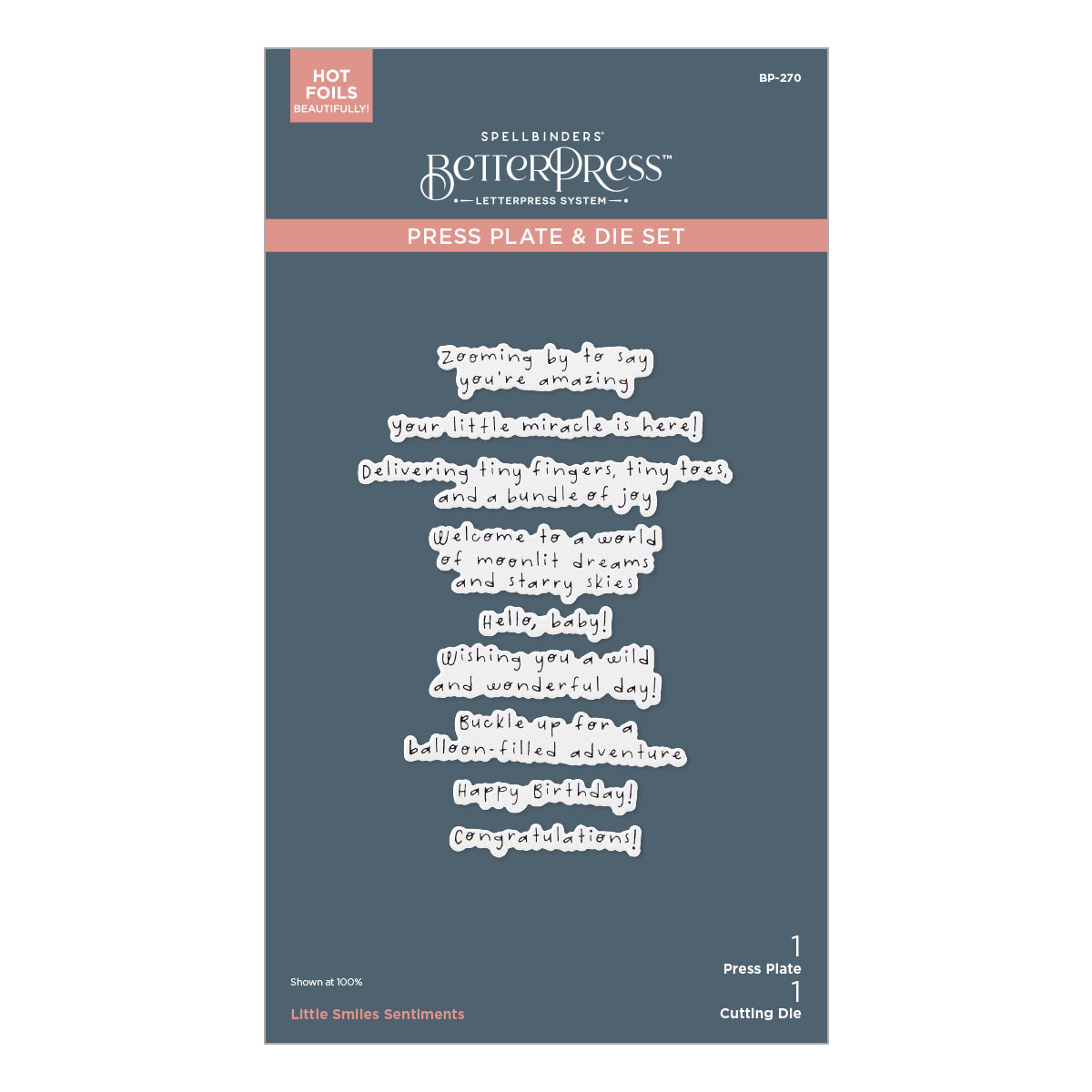 Spellbinders Little Smiles Sentiments Betterpress Plate & Die Set From the Little Smiles Collection