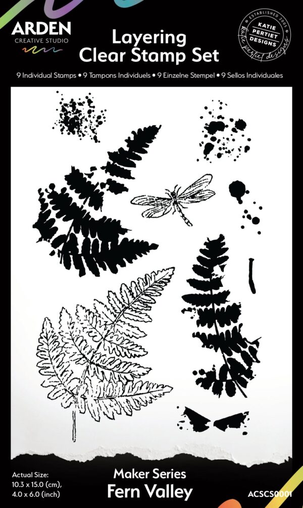 Arden Creative Studio Maker Series Fern Valley 4 in X 6 in Layering Clear Stamp Set