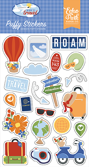Echo Park Born To Travel Puffy Stickers