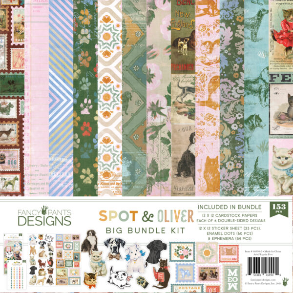Fancy Pants Spot & Oliver Big Bundle Kit 1 of Each 12X12, Ephemera, Cardstock Stickers, and Dots